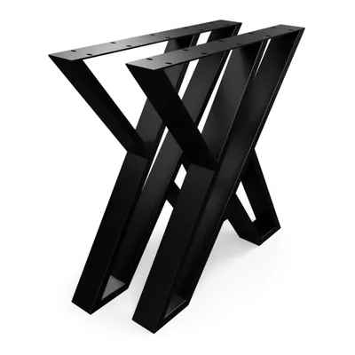 Obrázok produktu pre Stolové nohy kovové 2 ks – výška 72 cm x 70 cm, čierne, stabilné podnože do jedálne a kancelárie