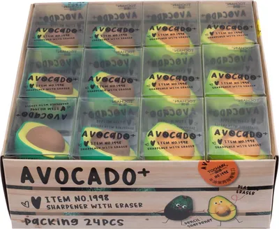Image de Présentoir pour taille-crayons à élastique avec récipient Avocado, 24 pièces - TOCHAIN