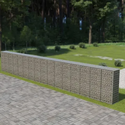Produktbild von "im Angebot" Gabionenwand mit Abdeckung Verzinkter Stahl 900×50×150 cm - Metallzäune CC591