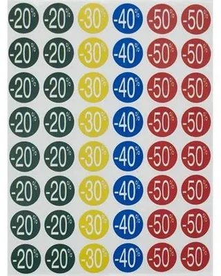 Etikety, zľava, 24 mm, kruhové, farebné, APLI, 240 etikiet/balenie, -20 až -50 %