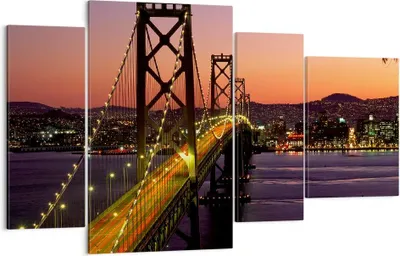 Produktbild von Bild auf Leinwand - Leinwandbild - Brücke Fluss Landschaft - 120x70cm - Wand Bild - Wanddeko - Leinwanddruck - Bilder - Kunstdruck - Wanddekoration - Leinwand bilder - Wandkunst - DL120x70-0120