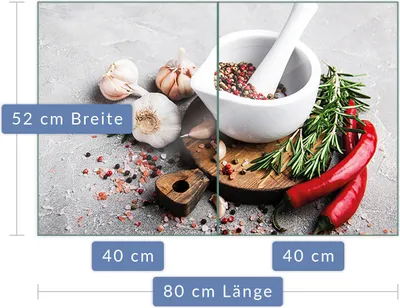 Produktbild von Herdabdeckplatte Abdeckung Glaskeramikfeld Abdeckplatte 2-Teilig 80x52 Gewürze Schutz