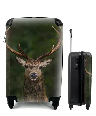 Produktbild von MuchoWow® Koffer Handgepäck Trolley Rollkoffer Kleine Reisekoffer mit 4 Rollen - Hirsch - Geweih - Natur - Cabin Size < 55x40x23 cm & 55x40x20 cm - Fotokoffer - Kabinenkoffer - Boardgepäck - Reise-Box - Reisekoffer - Reisegepäck - Koffer mit Bild - Trolley für Kinder