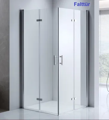Produktbild von Duschkabine 75x90x185 cm Falttür, Duschabtrennung  Eckdusche Eckeinstieg ESG