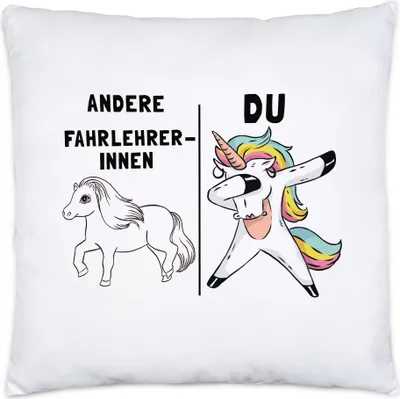 Produktbild von Andere Fahrlehrerinnen Du Kissen Inkl. Füllung Pferd Einhorn Humor Lustig Unicorn Geschenk Apotheke