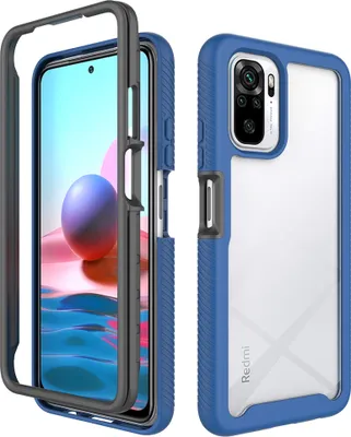 Produktbild von Redmi Note 10 4G Hülle, Transparente Rückseite Robust TPU Bumper Rutschfest Stoßfest Ganzkörper Schutzhülle für Xiaomi Redmi Note 10 4G / Note10S Navy blau