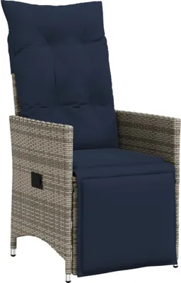 Produktbild von vidaXL Gartensessel Verstellbar mit Kissen Grau Poly Rattan