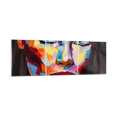 Produktbild von Bilder auf glas - Mädchen Gesicht - 150x50cm - Glasbilder - Wandbilder - Kunstdruck - zum Aufhängen bereit - Wanddekoration aus Glas - Glas Bilder - Wandbild auf Glas - 3 Teile - GCA150x50-3471