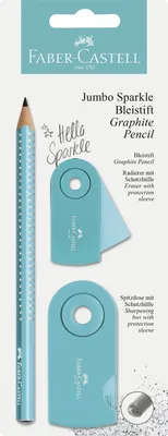 Immagine prodotto di Faber-Castell 111676 FABER-CASTELL set di scrittura Jumbo GRIP SPARKLE Pearl, turchese