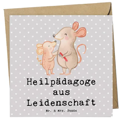 Produktbild von Mr. & Mrs. Panda Grußkarte Heilpädagoge Leidenschaft - Grau Pastell - Geschenk, Glückwunschkarte, Heilpädagogik, doppelkarte, Ausbildung, Lustig, anlasskarte, Klappkarte