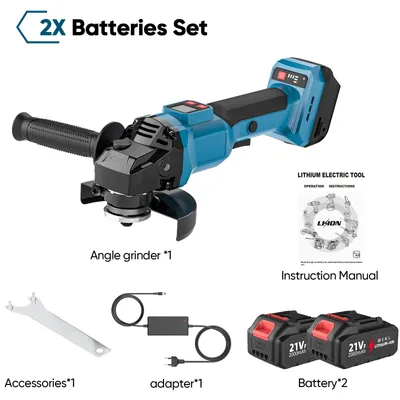 Zdjęcie produktu dla Szlifierka kątowa - 125 mm, polerka bezszczotkowa - 2000 W - 21 V - elektryczna - 2 akumulatory