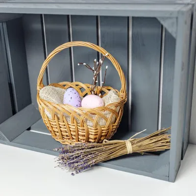 Produktbild von Creative Home Osterkorb Kinder Ovaler Weidenkorb mit Henkel - Klein 19 x 14 x 21 cm
