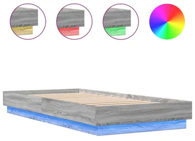 Obrázek produktu pro vidaXL Rám postele LED šedý dub Sonoma 100x200 cm