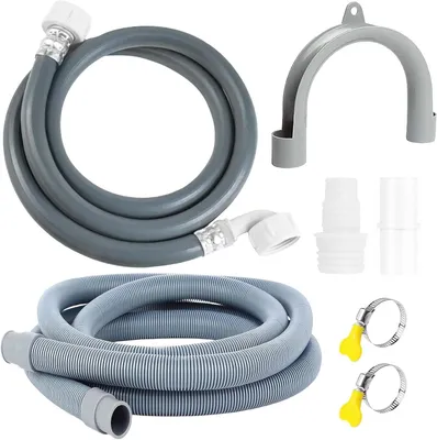 Imagen del producto de Manguera de entrada y salida para lavadora y lavavajillas, 2,5 m + 3,5 m, 3/4 de pulgada, con junta