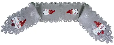 Produktbild von Tischläufer AMIRA Weihnachten Wichtel Polyester hellgrau 25 x 160 cm