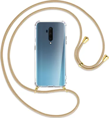 Produktbild von Handykette Backcover-Schutzhülle mit Band (Metall goldfarben) für OnePlus 7T Pro - caramel