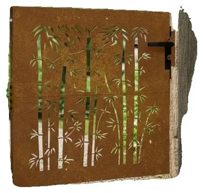 Productafbeelding van Tuinpoort, cortenstalen, bamboesontwerp, Bourgondisch, Bourgondisch