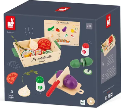 Immagine prodotto di Set da cucina in legno Janod - Set da gioco Ratatouille con accessori