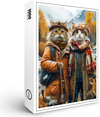 Produktbild von raxxa Premium-Puzzle "Cats in Canadian Autumn Mountains", 1000 Teile