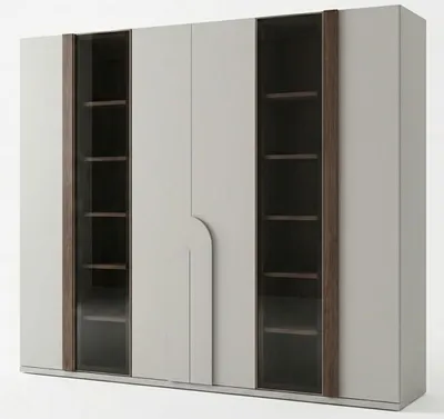 Produktbild von Moderner Garderobenschrank Weiß Holz Glas Flur Schlafzimmer Schrank