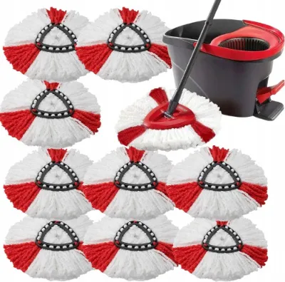Zdjęcie produktu dla Vileda Turbo 2w1 EasyWring Spin Mop, wymienne głowice mopa, mop z mikrofibry, do obrotowego mopa podłogowego O-Zeder 360, wysoka jakość, 9 szt