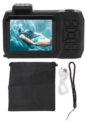 Produktbild von 4K 65MP Unterwasserkamera Autofokus 2,88 Zoll 1,44in Dual Screen 2500mAh 33ft Wassersicher digital zum Schnorcheln