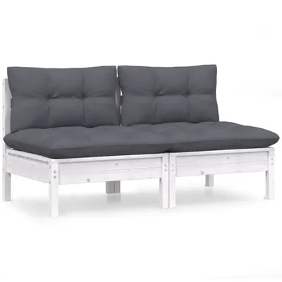 Produktbild von 2-Sitzer-Gartensofa mit Anthrazit Kissen Massivholz Kiefer