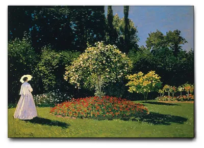 Produktbild von Giallobus - Frau und Garten - Claude Monet - 140L x 100B cm - Bild - Leinwand mit Standardrahmen