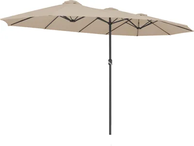 Image de KINGSLEEVE® Parasol de jardin double XXL Protection solaire taupe 460x270cm avec manivelle Pare-soleil avec protection UV40+