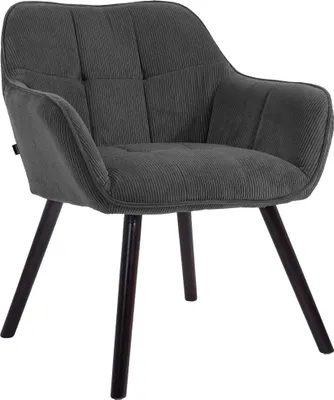 Produktbild von Esszimmerstuhl DUNOR - Cord Dunkelgrau 65x64x82 cm Schwarz | Essstühle Esszimmerstühle Küchenstühle Wohnzimmerstühle