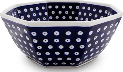 Produktbild von Original Bunzlauer Keramik 1,6 Liter Salatschüssel Servierschale Beilagenschüssel 8-Eckig [Form 5] Ø23,0 cm, H 9,4 cm, Design 42