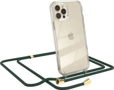 Produktbild von EAZY CASE Handykette kompatibel mit Apple iPhone 12 / 12 Pro, Handyhülle mit Umhängeband, Handykordel, Schutzhülle Clear, Band in Grün
