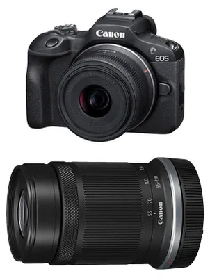 Image de Canon EOS R100 + RF-S 18-45mm F4.5-6.3 IS STM + RF-S 55-200mm F5-7.1 IS STM Kit MILC 24.1 MP CMOS 6000 x 4000 pixels Black