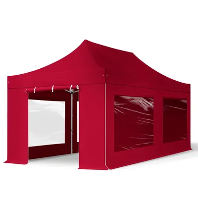 Produktbild von TOOLPORT 3x6m Aluminium Faltpavillon, inkl. 4 Seitenteile, rot