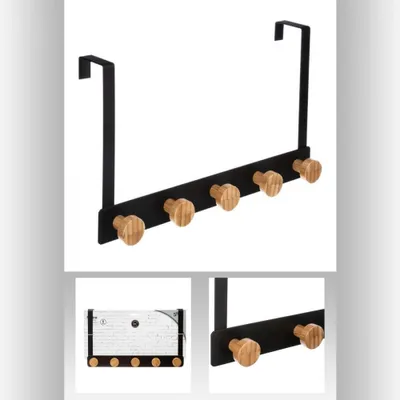 Produktbild von 5Five Turgarderobe - 5 Haken/Knopfe - schwarz/beige - 33x20cm