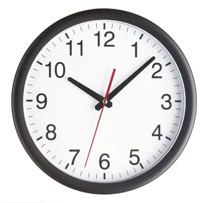 Wanduhr analog Kunststoff schwarz/weiß 30 cm rund