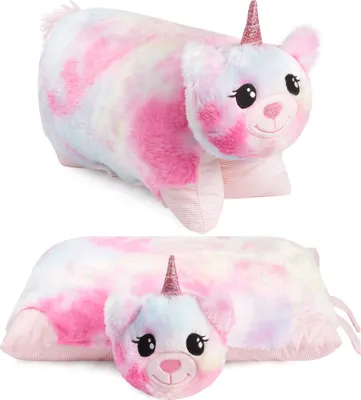 Produktbild von BRUBAKER Kuscheltier-Kissen Einhorn - 2 in 1 Plüschtier und Kuschelkissen - 40 x 30 cm Kuscheleinhorn - Plüschkissen, Bunt