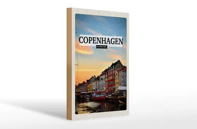 Produktbild von Holzschild Reise 20x30cm Copenhagen Denmark Sonnenuntergang