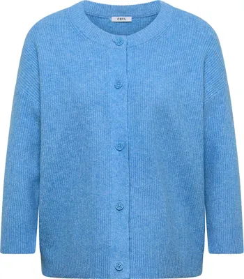 Produktbild von CECIL Kurzer Cardigan Damen 3/4 Arm Rundhals Strickjacke Blau Melange