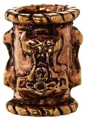 Productafbeelding van Haaraccessoire, baardparel, Mjölnir, Thor's hamer, bronzen lokkenparel, artikelnummer 6409