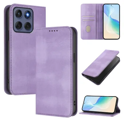 Immagine prodotto di Custodia per Motorola Edge 60 Fusion, custodia in pelle vintage con protezione RFID, slot per schede, supporto Viola