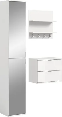 Produktbild von ProjektX Garderobenmöbel Set 3 Teile weiß Hochglanz.