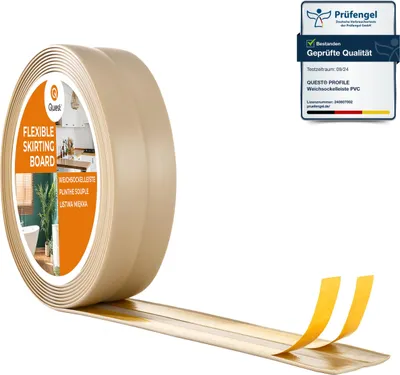 Immagine prodotto di QUEST Profilo di finitura in PVC 15x15mm, 5m, autoadesivo, nastro decorativo flessibile, beige