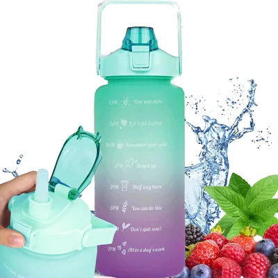 Produktbild von Extralink Motivations-Trinkflasche 2000 ml Grün-Violett Wasserflasche BUT-190