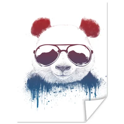 Produktbild von MuchoWow® Poster Panda - Brille - Tropfen - Weiß 90x120 cm - Wohnzimmer