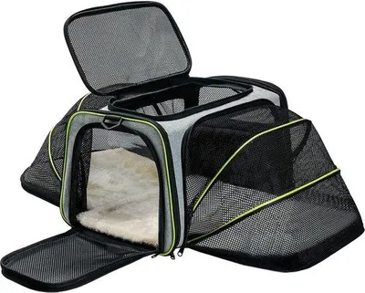 Produktbild von Katentransportkoffer, weich faltbar, Katentransporttasche mit abnehmbarem Wollemat, Katentransporttasche für Allerian Pets zugelassen, Transporttasche Katen Ideal Fassungsvermögen weniger als 6,8 kg