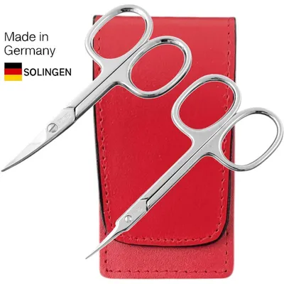 Produktbild von Solingen Nagelscheren Set mit Turmspitz-Schere & Echtleder Etui Germany Rot