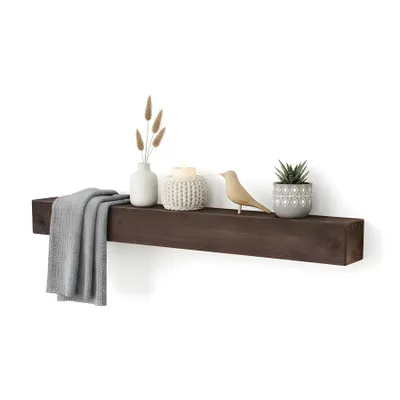 Produktbild von levandeo Wandregal Holz Massiv 100x10cm Nussbaum Farbig Wandboard Regal Vintage
