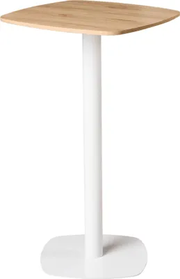 Produktbild von BELIANI Outdoor Bartisch Hellbraun u. Weiß MDF-Platte Quadratisch 60x60 cm mit Standfuß Metallgestell Moderner Bistrotisch für Garten Balkon