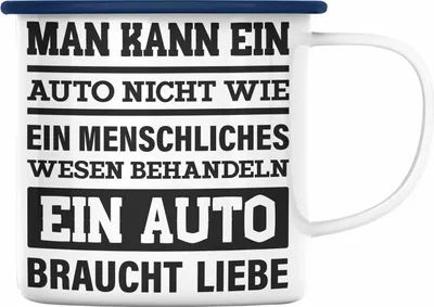 Produktbild von Trendation - Autotuner Emaille Tasse Geschenke Autotuner Geschenkidee Autoliebhaber Emaille Tasse für Männer Autofan Emaille Emaille Tasse (Blau)